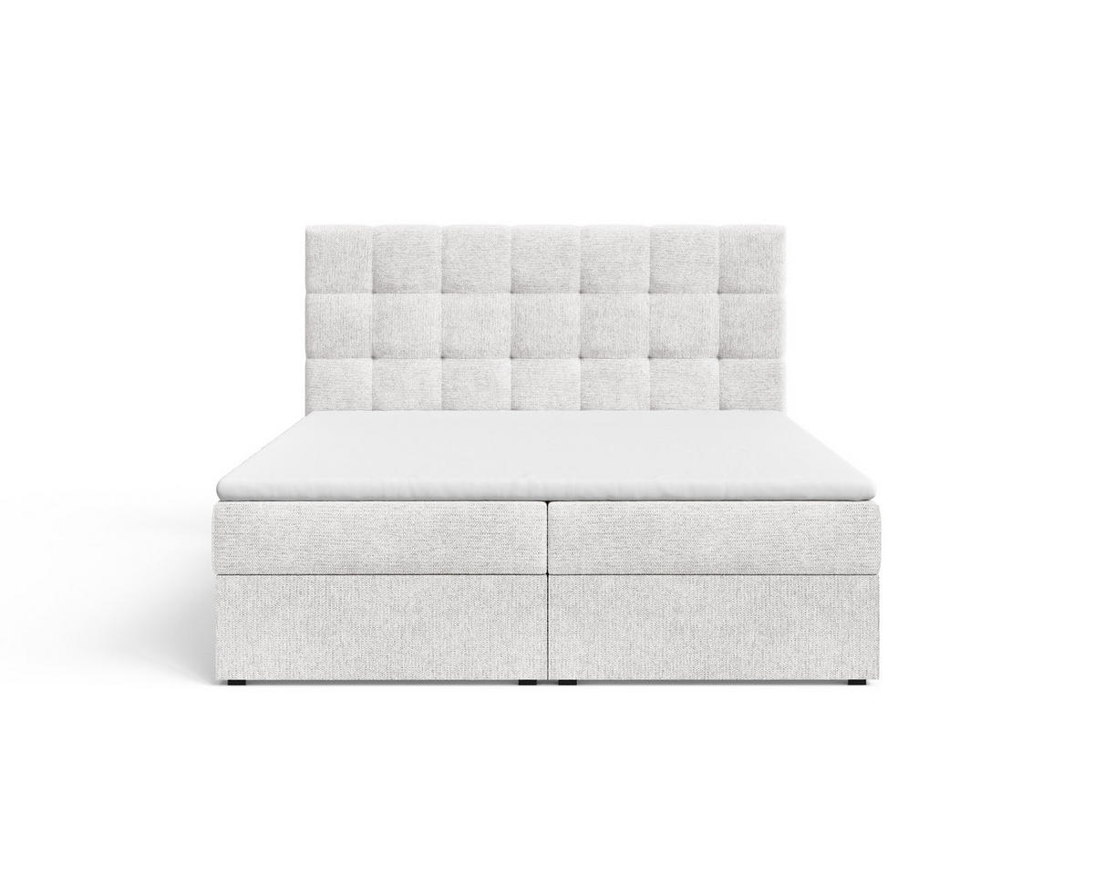 BOXBETT - Bett 05 OSLO - Aragon - 140x200 cm - mit Bettkasten und Komfort-Topper - Weiß, Holz (140/200cm) - ROYAL24_MARKT