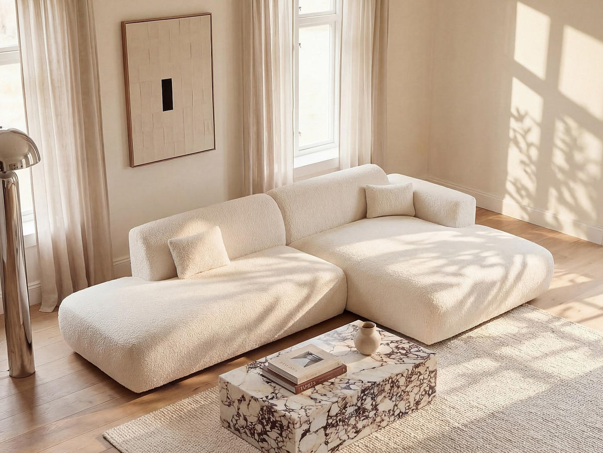 SOFA - 5 Personen - stoff - weiß Pogni - Weiß, Textil (300/73/160cm) - Vente-Unique
