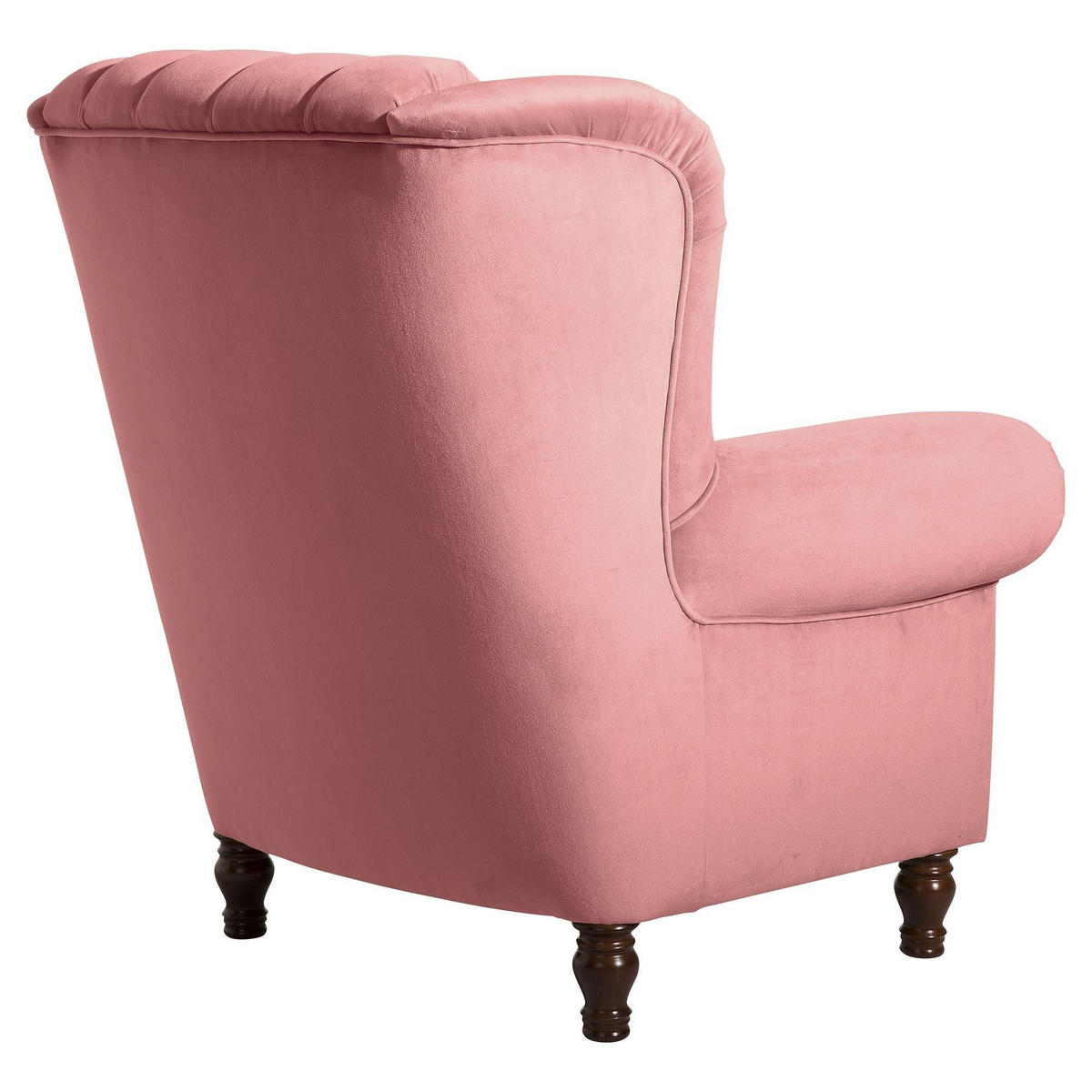 OHRENBACKENSESSEL Katreen Bezug Samtvelours Buche nussbaum dunkel / rosé - Rosa, Kunststoff (91/101/90cm) - 58aufmkessel
