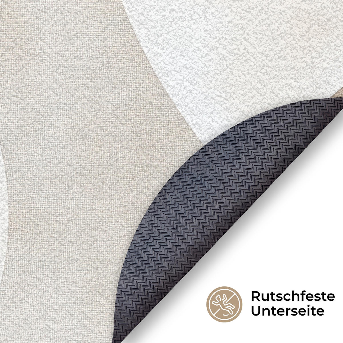 FUSSMATTE Braun - Japandi - Abstrakt Schmutzfangmatte 120x120 cm - Beige, Kunststoff (120/120cm) - MuchoWow