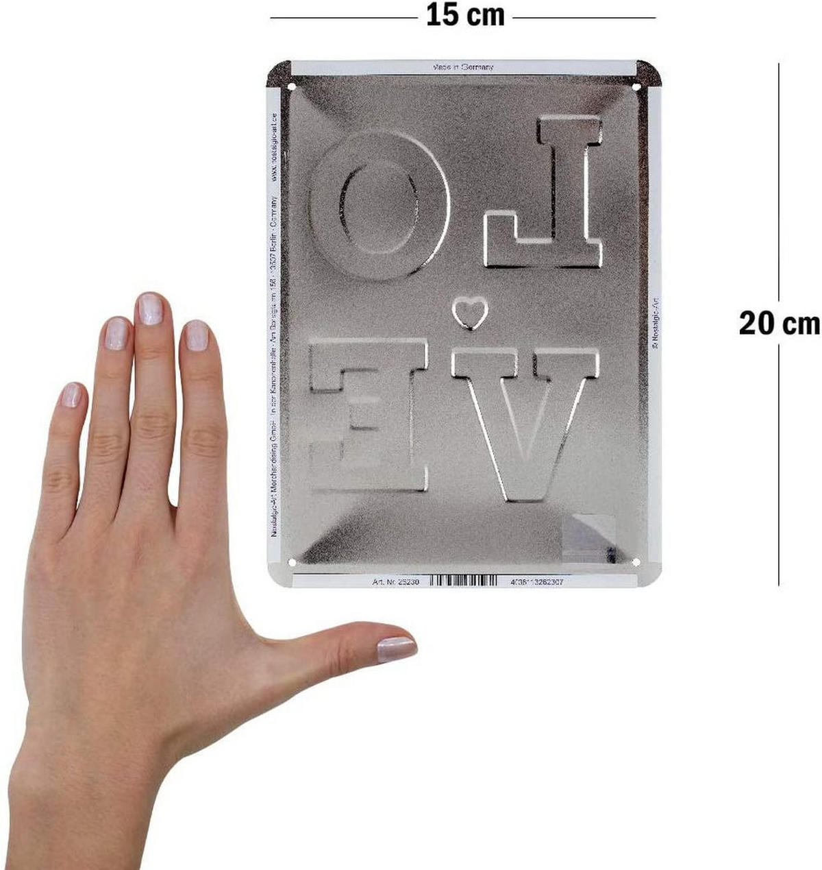 BLECHSCHILD 15/20 cm Word Up LOVE - Multicolor, Metall (15/20/0.5cm) - Nostalgic-Art