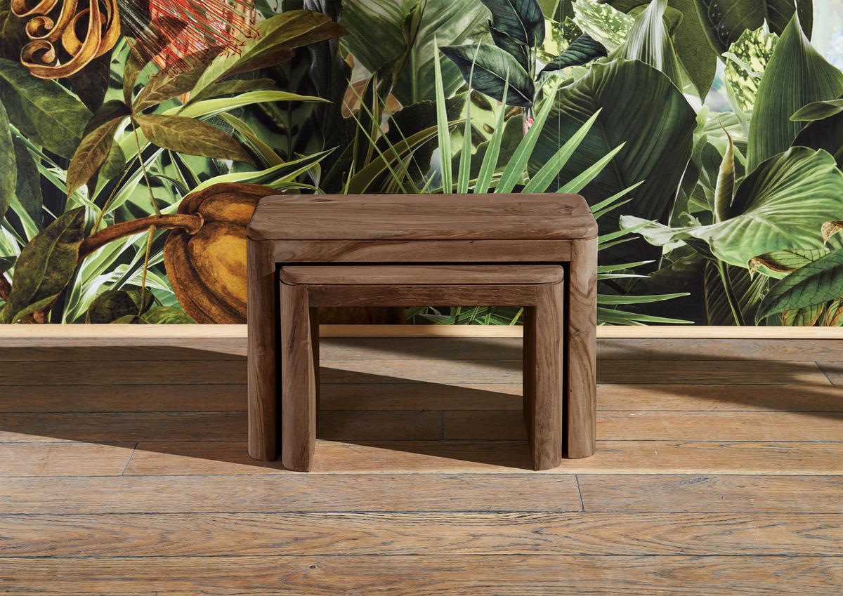 BEISTELLTISCH Sheesham 59x30x41 rot-braun gebeizt TORONTO #144 - Dunkelbraun, Holz (30/59/41cm) - Massivmoebel24