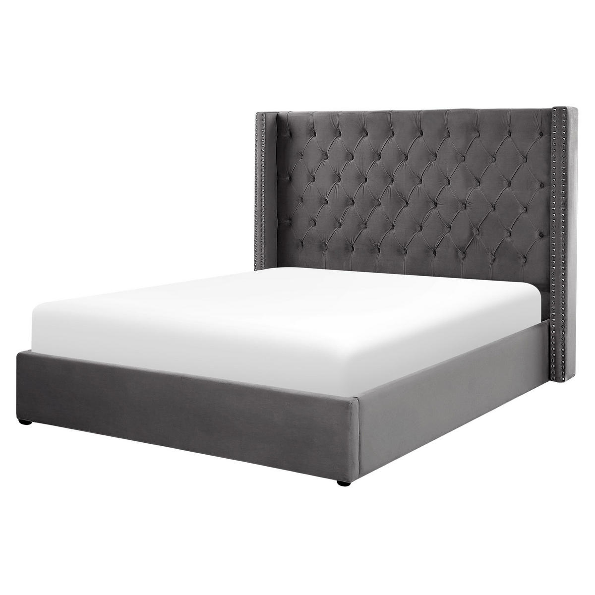 POLSTERBETT 160/200cm Grau Lubbon - Grau, Textil (160/200cm) - Beliani