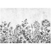 FOTOTAPETE Blumen Beton Grau 368x254 cm - Multicolor, Papier (368/254cm) - Wallarena