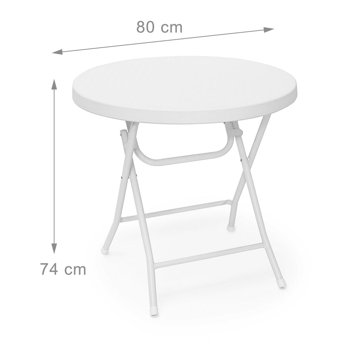 GARTENTISCH - Weiß, Kunststoff/Metall (80/80/74cm) - Relaxdays