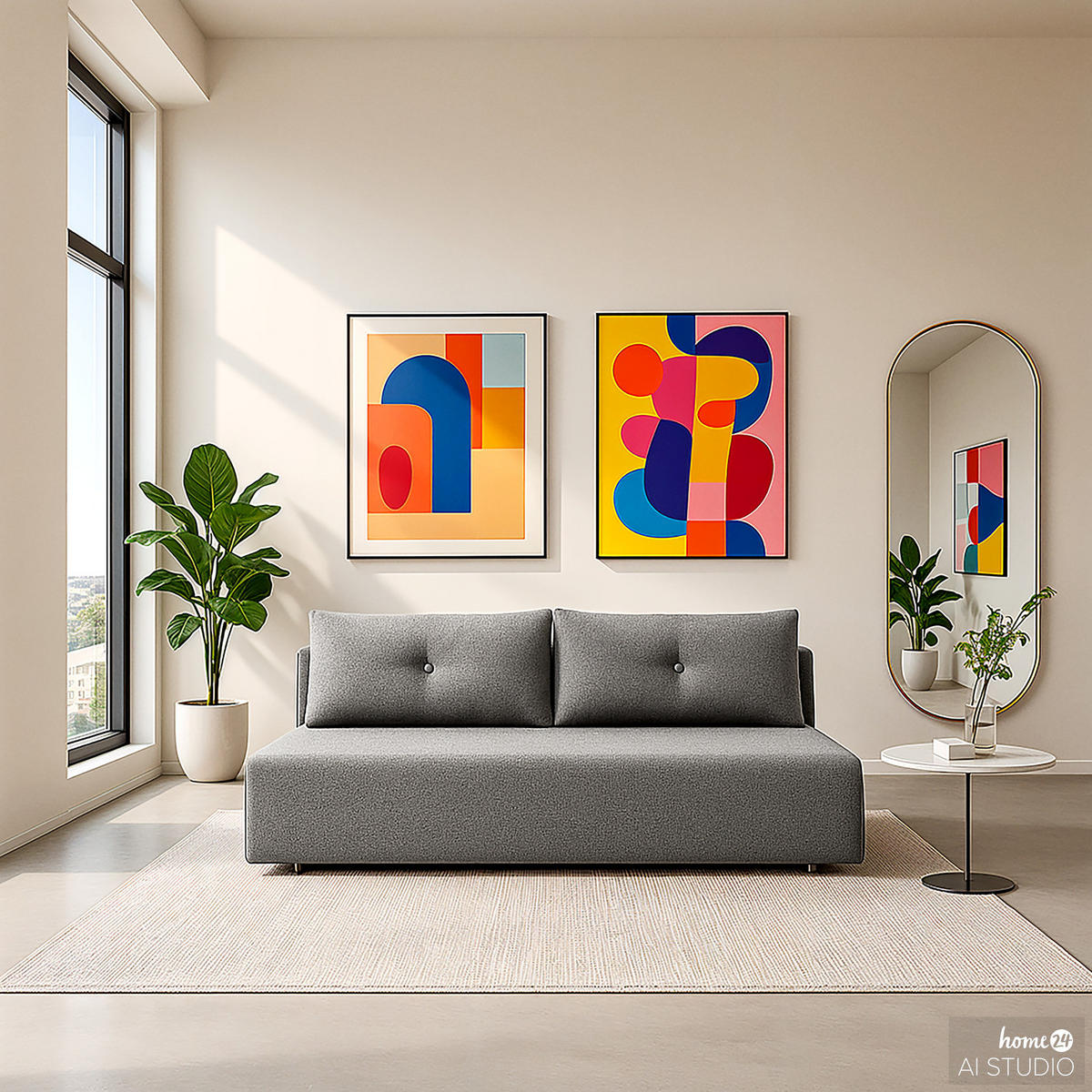 SCHLAFSOFA - Webstoff - Braun/Grau, Holz/Textil (200/86/102cm) - home24