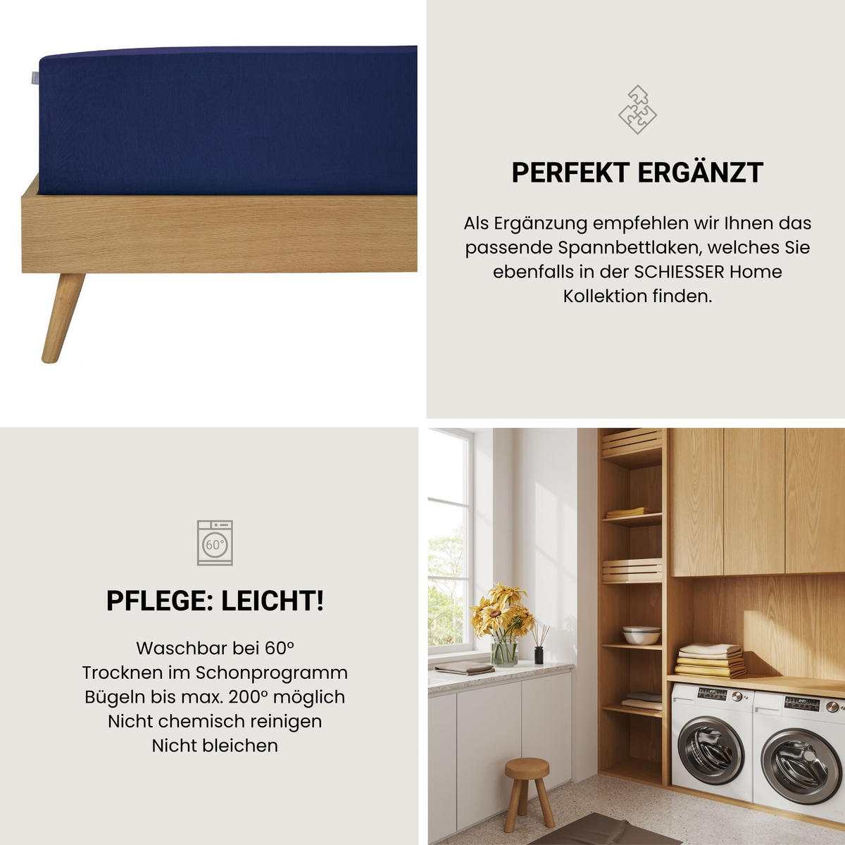 BETTWÄSCHESET Drops - Feinbiber - 2-teilig - 135x200 cm - Dunkelblau - Dunkelblau, Textil (135/200cm) - SCHIESSER