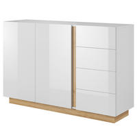 SIDEBOARD ANDEBU KOM3 ABS-Kante Weiß Weiß - Weiß, Glas/Holzwerkstoff (138/91/40cm) - Komodee
