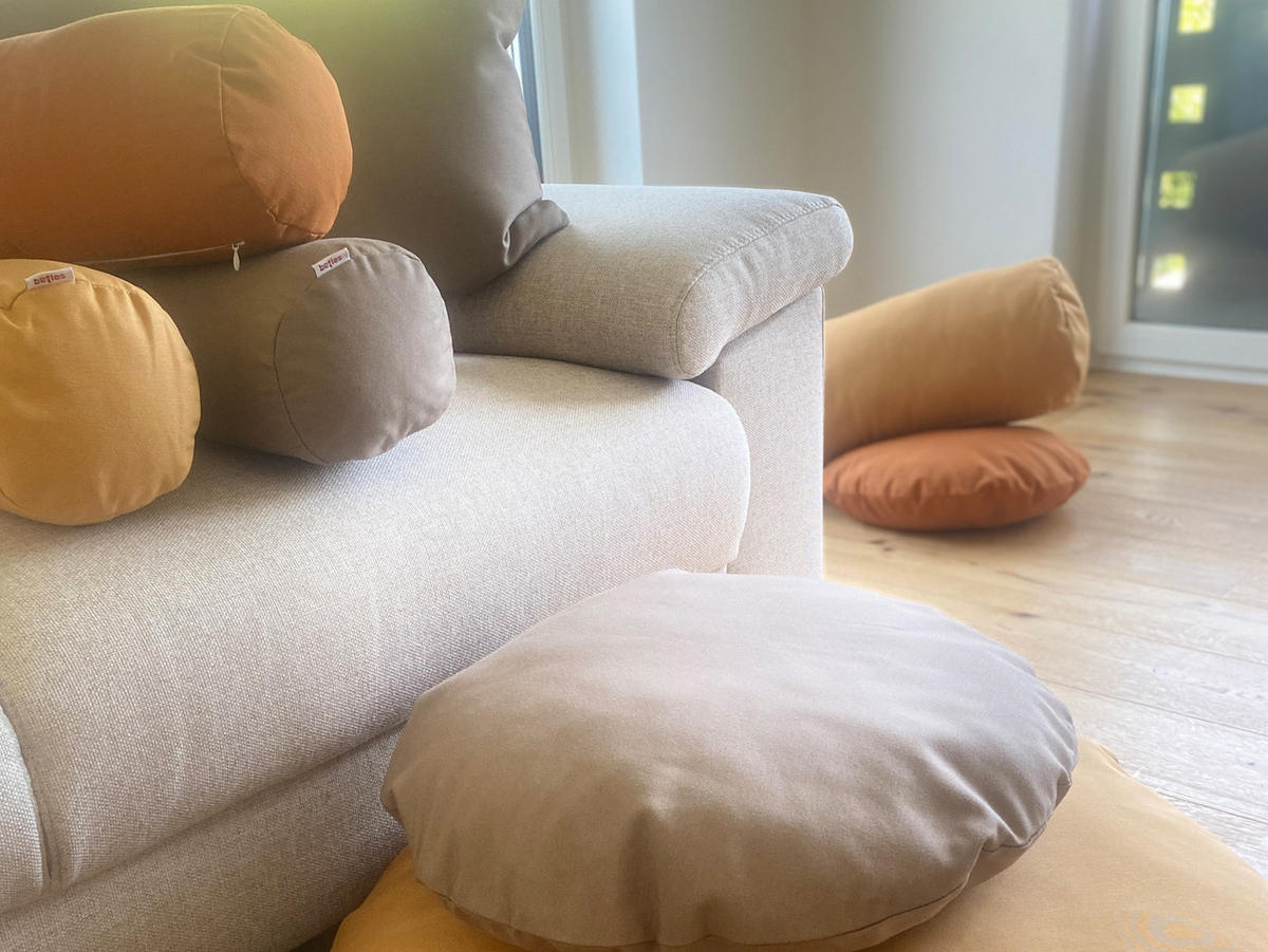 KISSENHÜLLE Rund Wunschton melange-beige 50 cm Ø - Beige, Textil (50/50cm) - beties Heimtextil