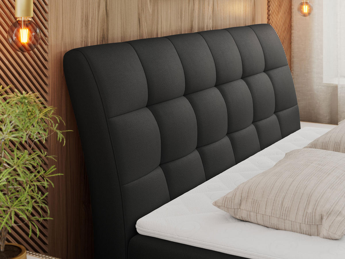 BOXBETT DIEGOS 120/200 Schwarz Kunstleder - H3 - Schwarz, Holz/Textil (120/200cm) - MKS