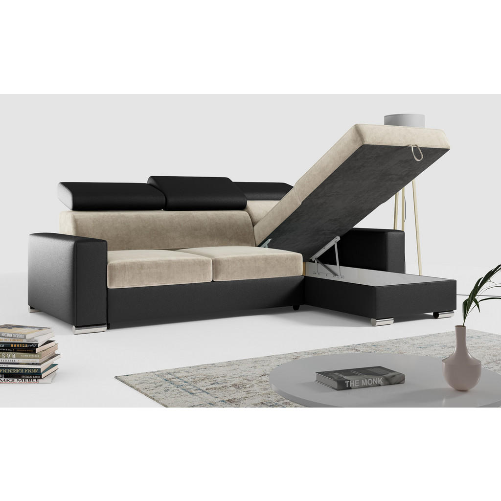 Thumbnail - MKS Ecksofa, Beige, Schwarz, Textil, 3-Sitzer, L-Form,L-Form, 242x168 cm, Oeko-Tex®, Wohnzimmer, Sofas & Couches, Wohnla...