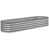 PFLANZENBEET, Kräuterbeet für Garten, Balkon, Silber, 195 x 62 x 30 cm - Silberfarben, Metall (62/30/195cm) - Outsunny