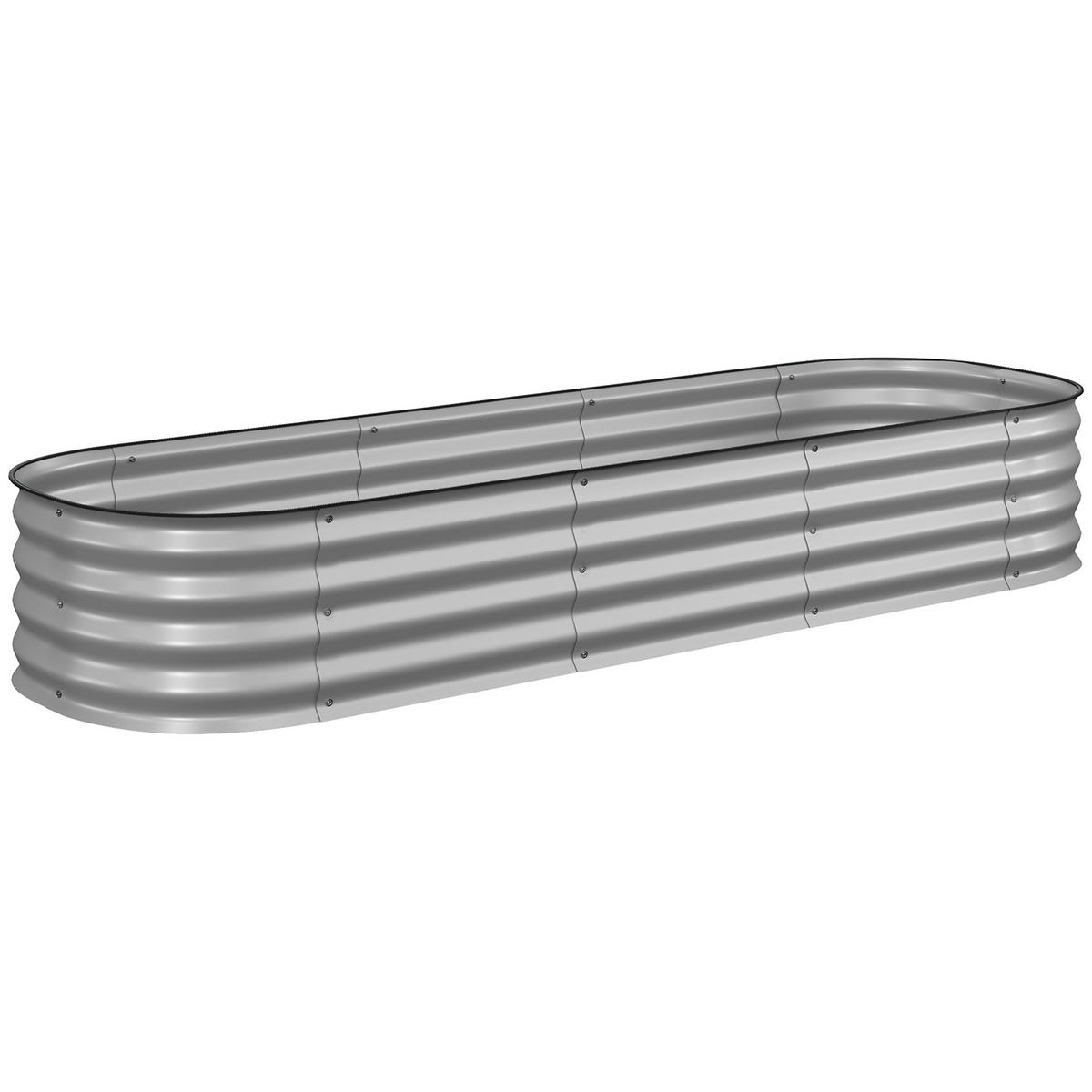 PFLANZENBEET, Kräuterbeet für Garten, Balkon, Silber, 195 x 62 x 30 cm - Silberfarben, Metall (62/30/195cm) - Outsunny