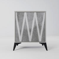SIDEBOARD SOLID ZIG ZAG, Grau, 57,5x42x70,5 cm, Schwarze Metall-Sternfüße - Multicolor/Schwarz, Holzwerkstoff/Metall (57.5/70.5/42cm) - SpaceRebels