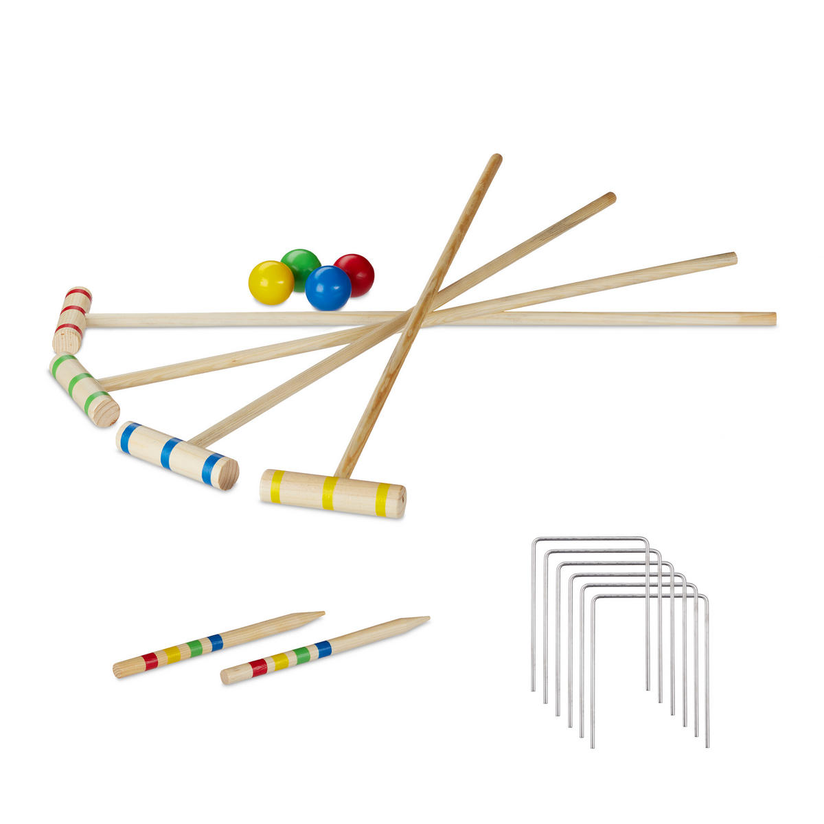 KROCKETSPIEL - Hellbraun, Holz/Textil (78/13cm) - Relaxdays