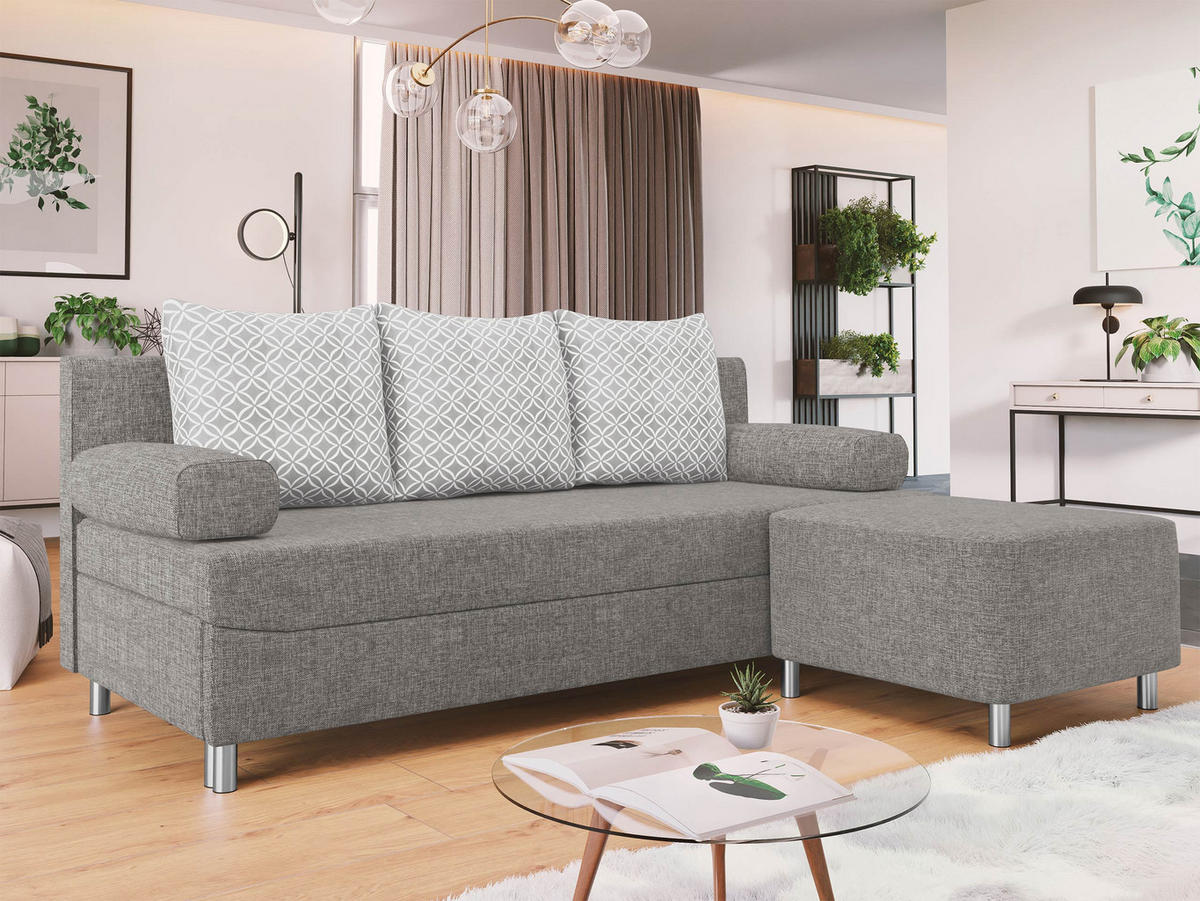 SCHLAFSOFA Dover mit Polsterhocker - Chromfarben/Silberfarben, Holz/Kunststoff (192/80cm) - MIRJAN24