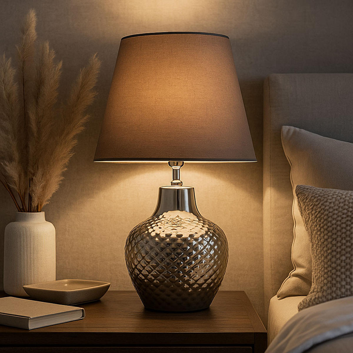 LED TISCHLEUCHTE HANKA Braun Keramik - Braun, Textil (20/32/32cm) - Nowa