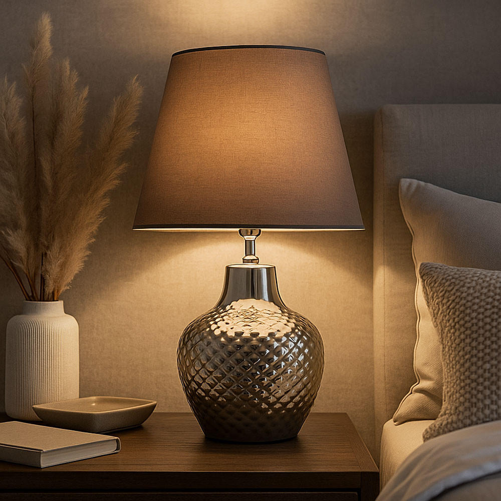 Thumbnail - Nowa Led, Braun, Textil, 32x32x20 cm, Lampen & Leuchten, Innenbeleuchtung, Tischlampen, Tischlampen