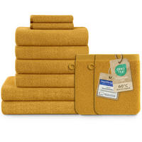 HANDTUCH 8-teilig, 2x Badetuch 70/140 + 4x Handtuch 50/100 + 2x Gästetuch 30/30 + 2x Waschlappen 15/20 cm, Gelb - Gelb, Textil (70/140cm) - Blumtal