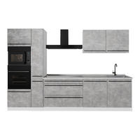 KUCHYŇSKÝ KOUT R-Line, Beton/Bílá, 310 cm pracovná doska Mramor - šedá/bílá, kompozitní dřevo (310/206.8/60cm) - Vicco