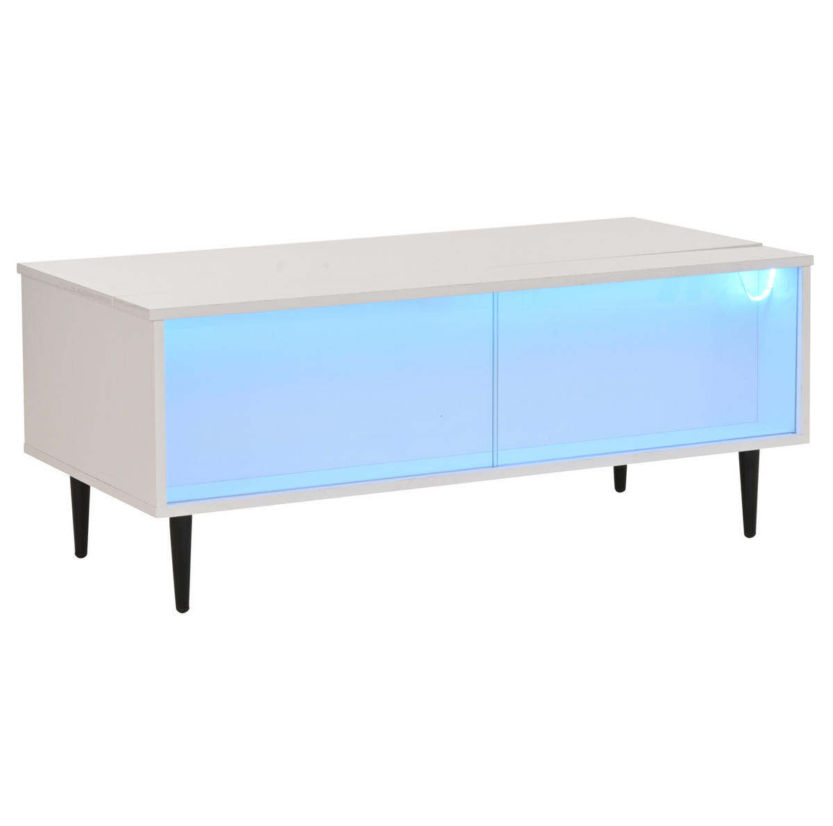COUCHTISCH aus Spanplatte 105x50x43 cm in Weiß mit LED-Beleuchtung - Weiß, Holzwerkstoff (105/50/43cm) - Modfu