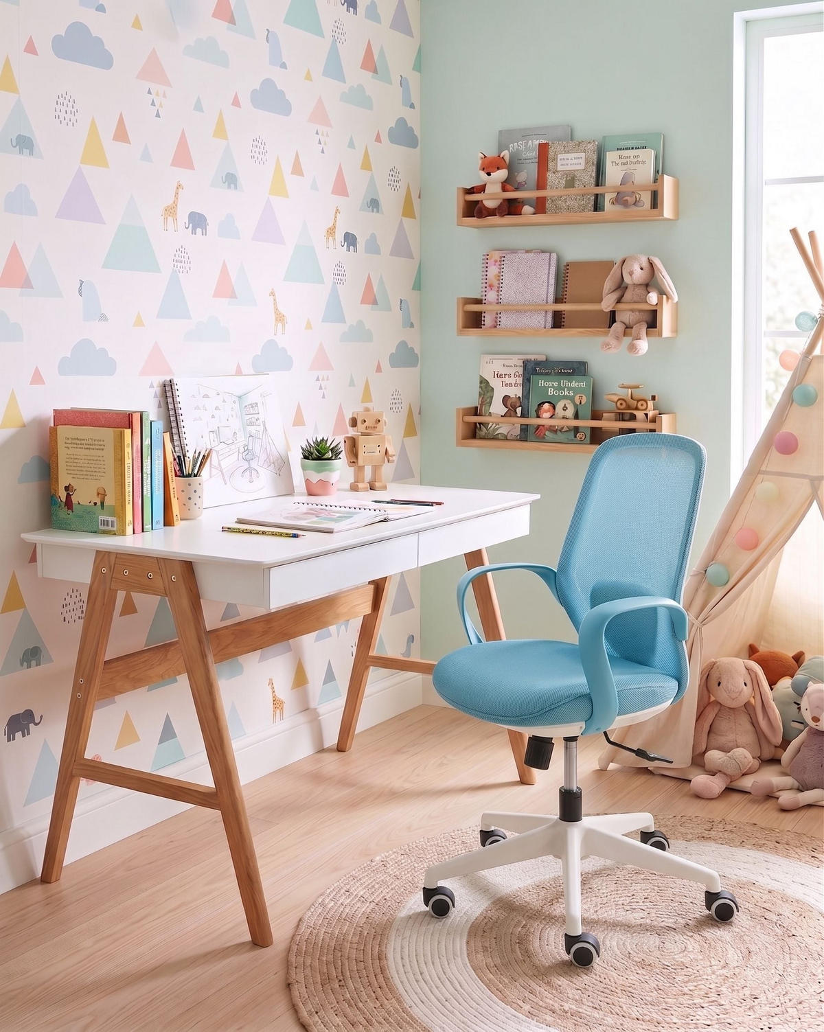 BÜROSTUHL Blau Foama - Blau, Textil (70/94/70cm) - Beliani
