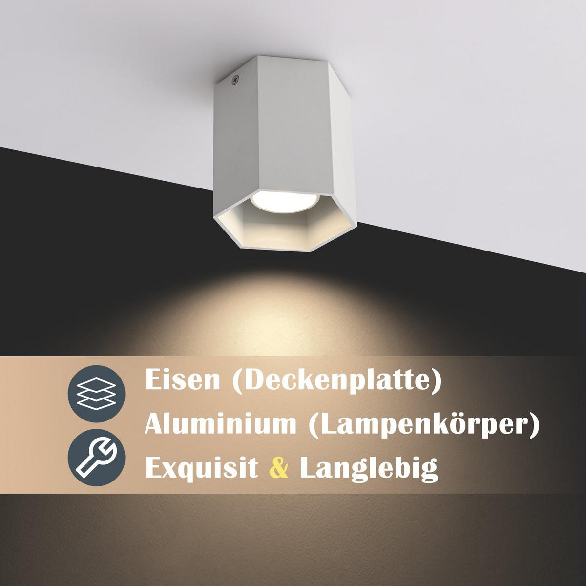 DECKENSTRAHLER Franky 11/10.3/11cm - Weiß, Metall (11/10.5/11cm) - ZMH