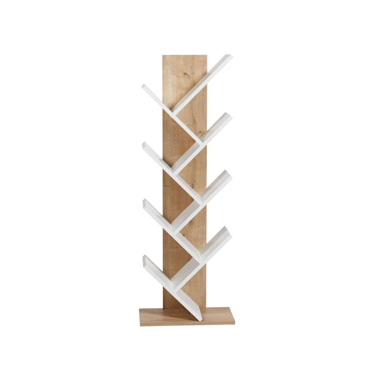 KNIHOVNA v dubovém a bílém provedení, V 129,8 cm - TUVAL - barva dubu, kompozitní dřevo (22/129.8/46cm) - Calicosy