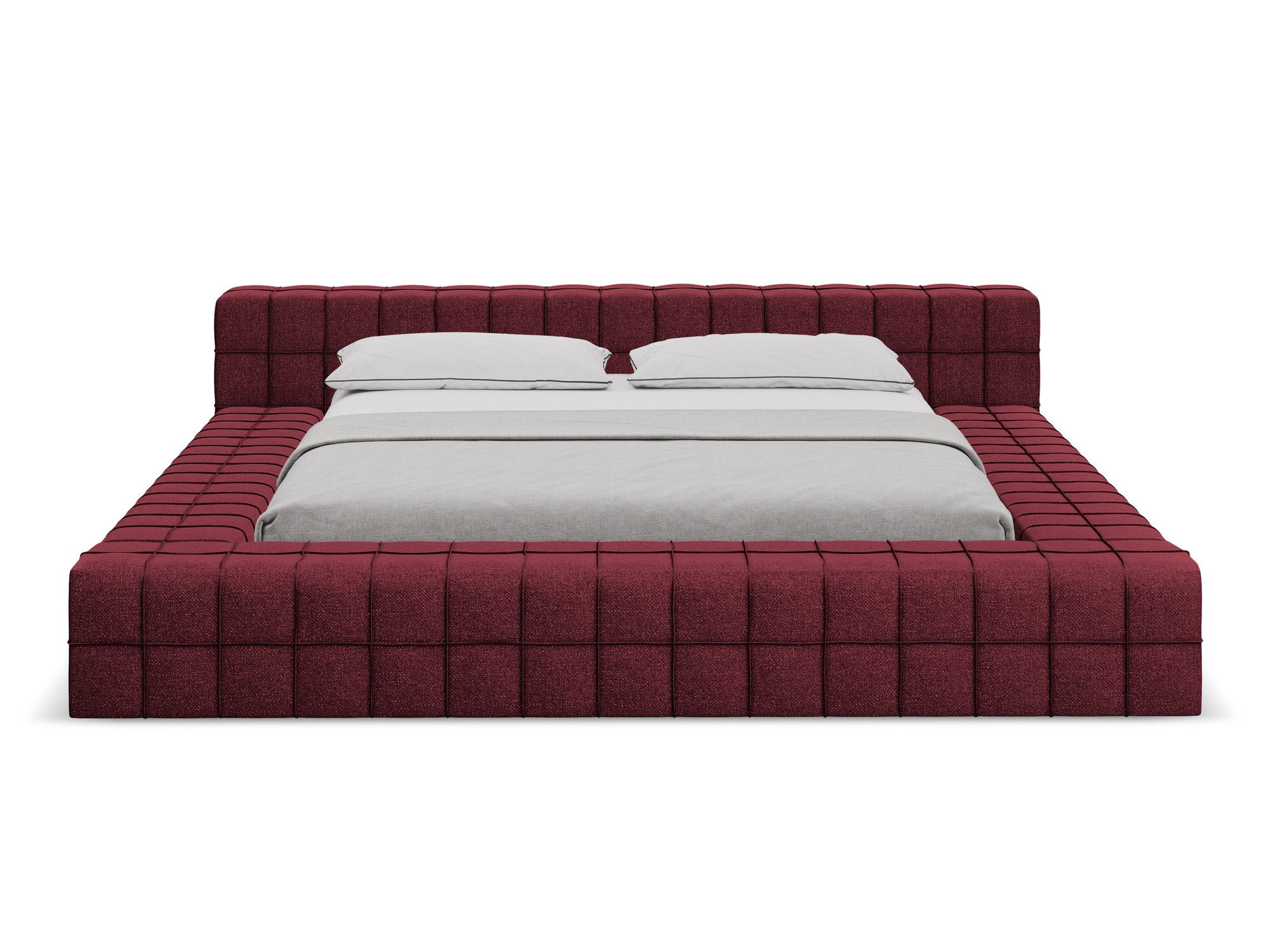 POLSTERBETT mit Lattenrost 220x260 Rot - Rot/Weinrot, Kunststoff/Textil (160/200cm) - Makamii