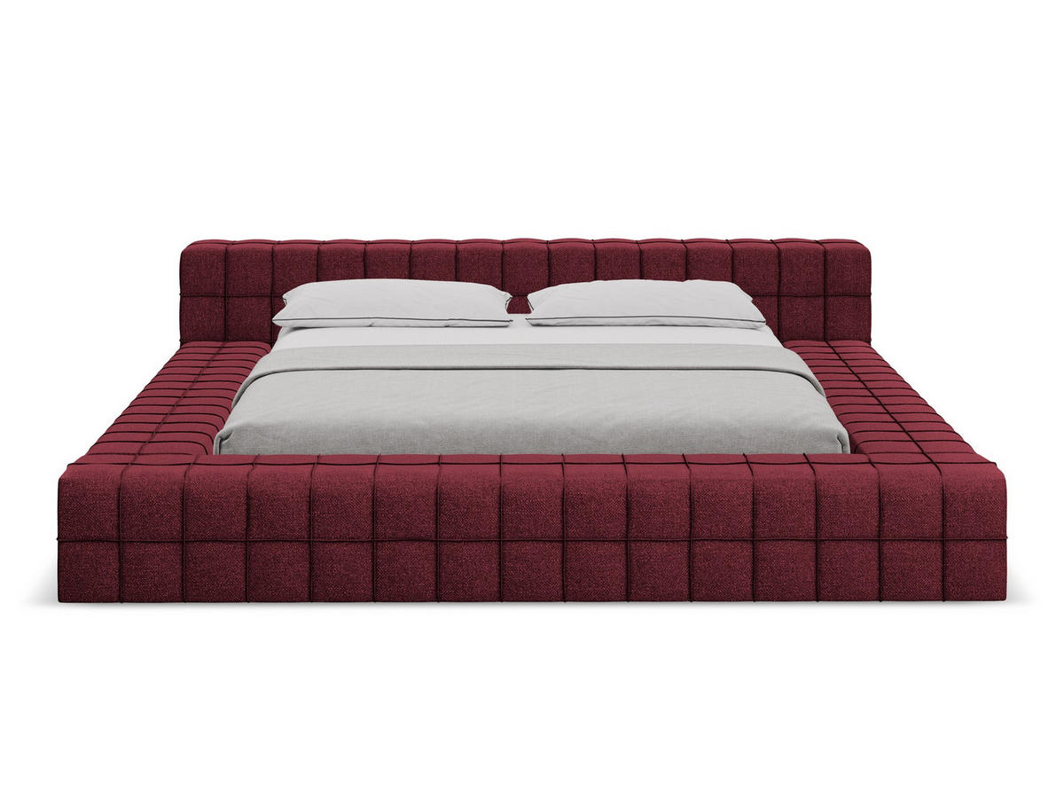 POLSTERBETT mit Lattenrost 220x260 Rot - Rot/Weinrot, Kunststoff/Textil (160/200cm) - Makamii