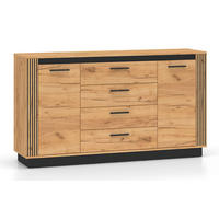 KOMMODE Urso Gold Craft Eiche / Schwarz 160 / 40 / 90 cm - Eichefarben/Schwarz, Holz/Holzwerkstoff (160/90/40cm) - Feldmann-Wohnen