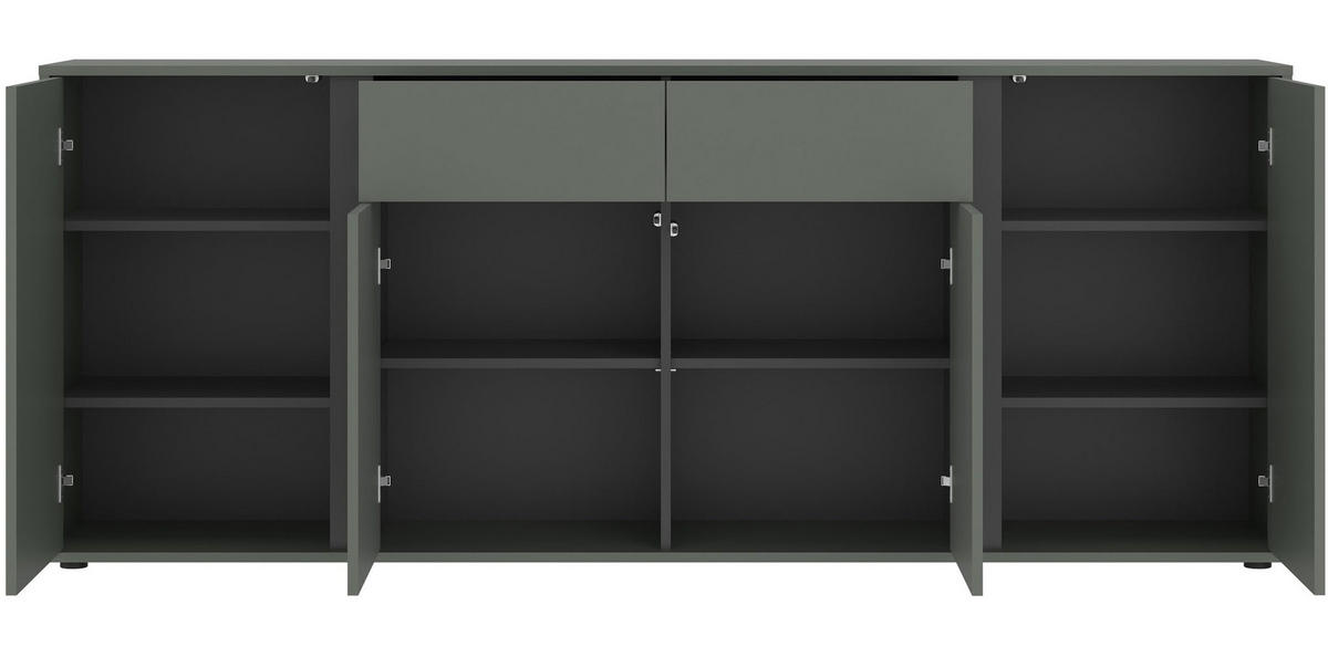 SIDEBOARD Veddel grau-grün / anthrazit 203 / 40 / 82cm - Blaugrau/Grau, Holz/Holzwerkstoff (203/82/40cm) - Feldmann-Wohnen