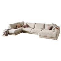 WOHNLANDSCHAFT MADELINE Cremeweiß Cord - Creme/Schwarz, Kunststoff/Textil (425/86/224cm) - KAWOLA