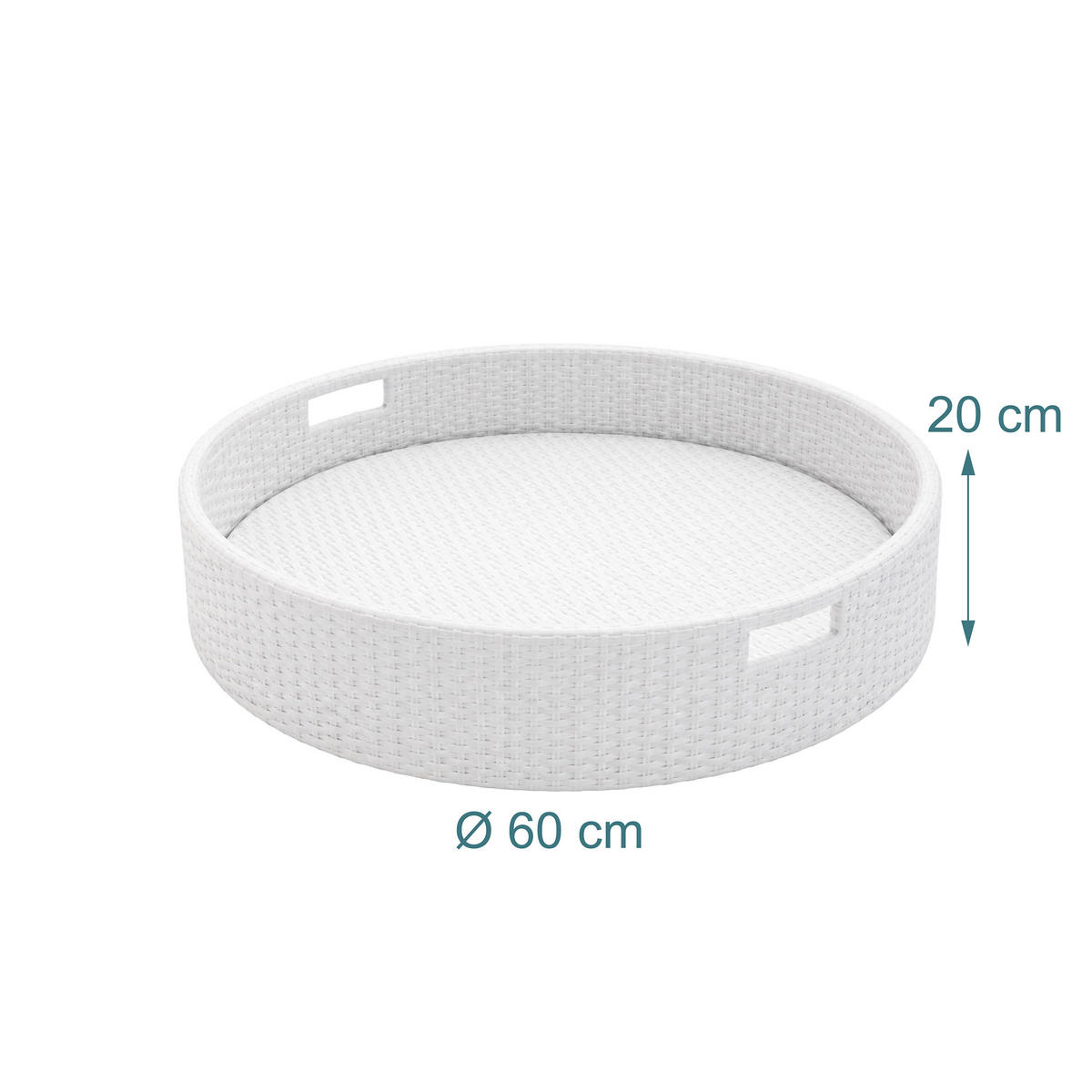 SERVERINGSBRICKA vit flytande PE rotting 60 cm - Vit, Textil/Metall (60/20/60cm) - Relaxdays