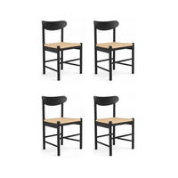 STUHL-SET 4 Stück in Rattan / Eiche Schwarz - Schwarz, Holz/Papier (51/78/41cm) - Furnhouse