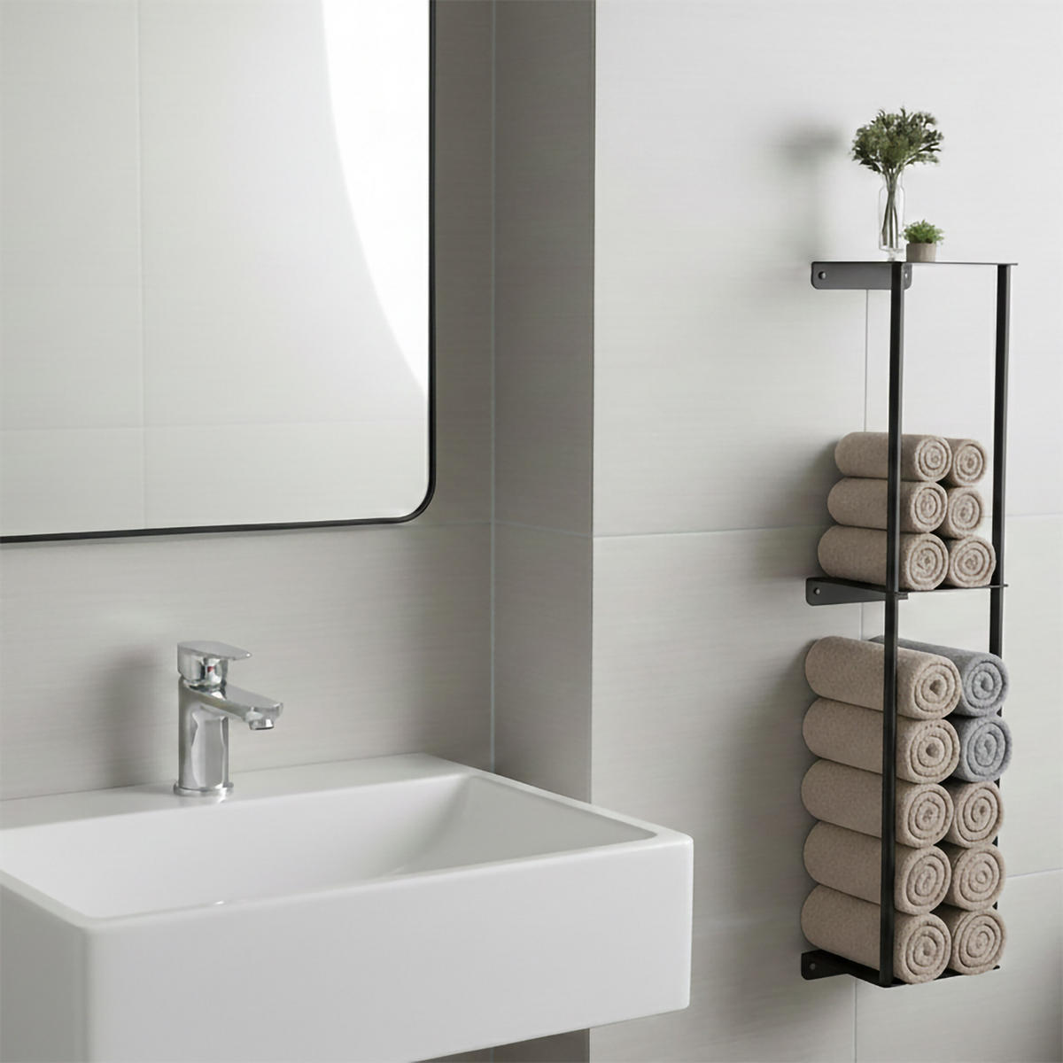 STENOVÝ vešiak na uteráky - čierna, kov (20/83.5/20cm) - Relaxdays