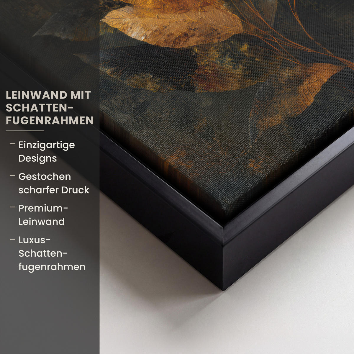 LEINWAND Bilder mit Rahmen - Golden Leaf Komposition - Botanical Luxury - 20x30 - Goldfarben, Textil (20/30cm) - MuchoWow