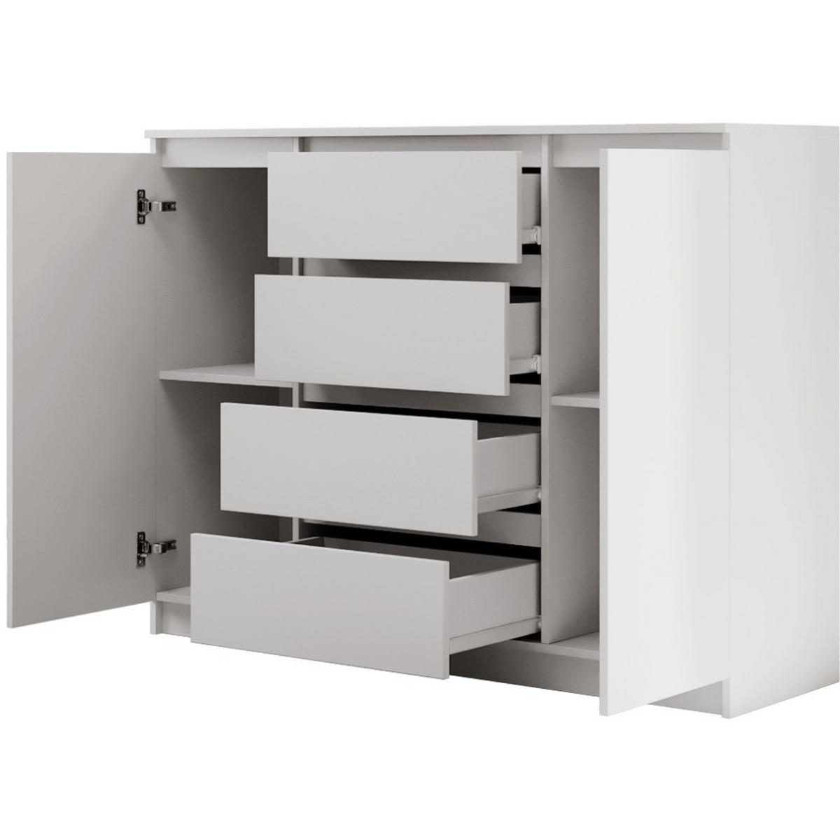 KOMMODE Lemon 120 cm mit zwei Türen und vier Schubladen Weißmatt - Weiß, Holzwerkstoff (120/101.5/39cm) - Beautysofa