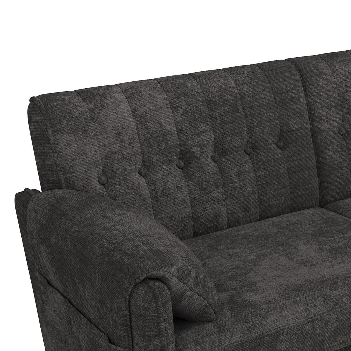 2-SITZER-SOFA Chenille mit Massivholzbeinen, DE-42464, Grau - Dunkelgrau, Holzwerkstoff (161.5/83.5/79cm) - ComfortXL