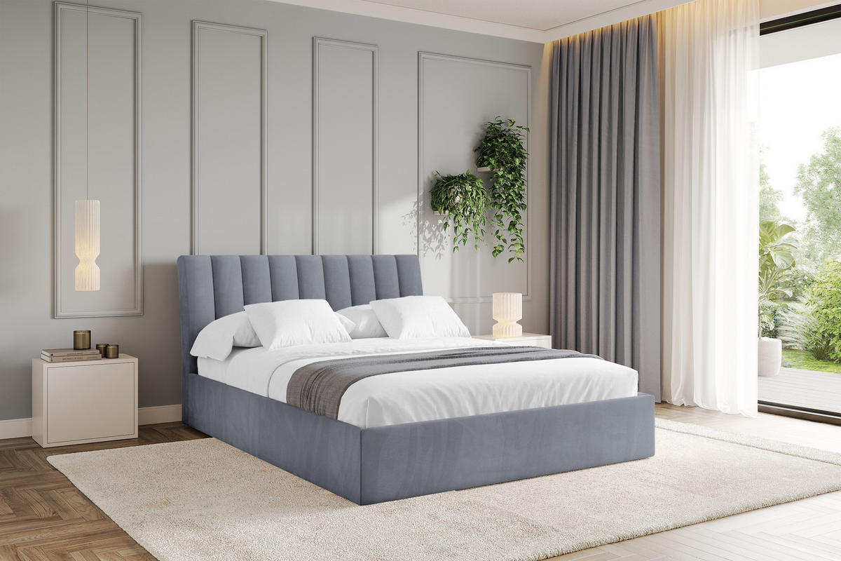 POLSTERBETT mit Bettkasten und Lattenrost, Boxbett ohne Matratze - ILAN 180x200 Grau - Grau, Holzwerkstoff/Textil (180/200cm) - ALTDECOR