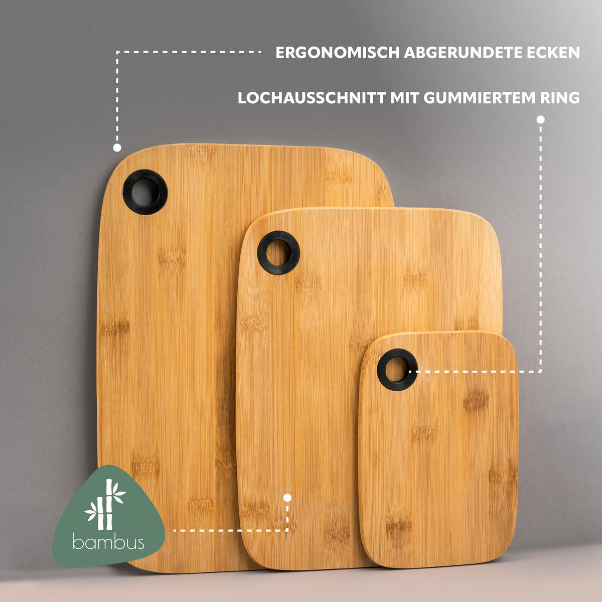 SCHNEIDEBRETTER 3er-Set, Bambus - Braun, Holz (35/25cm) - bremermann