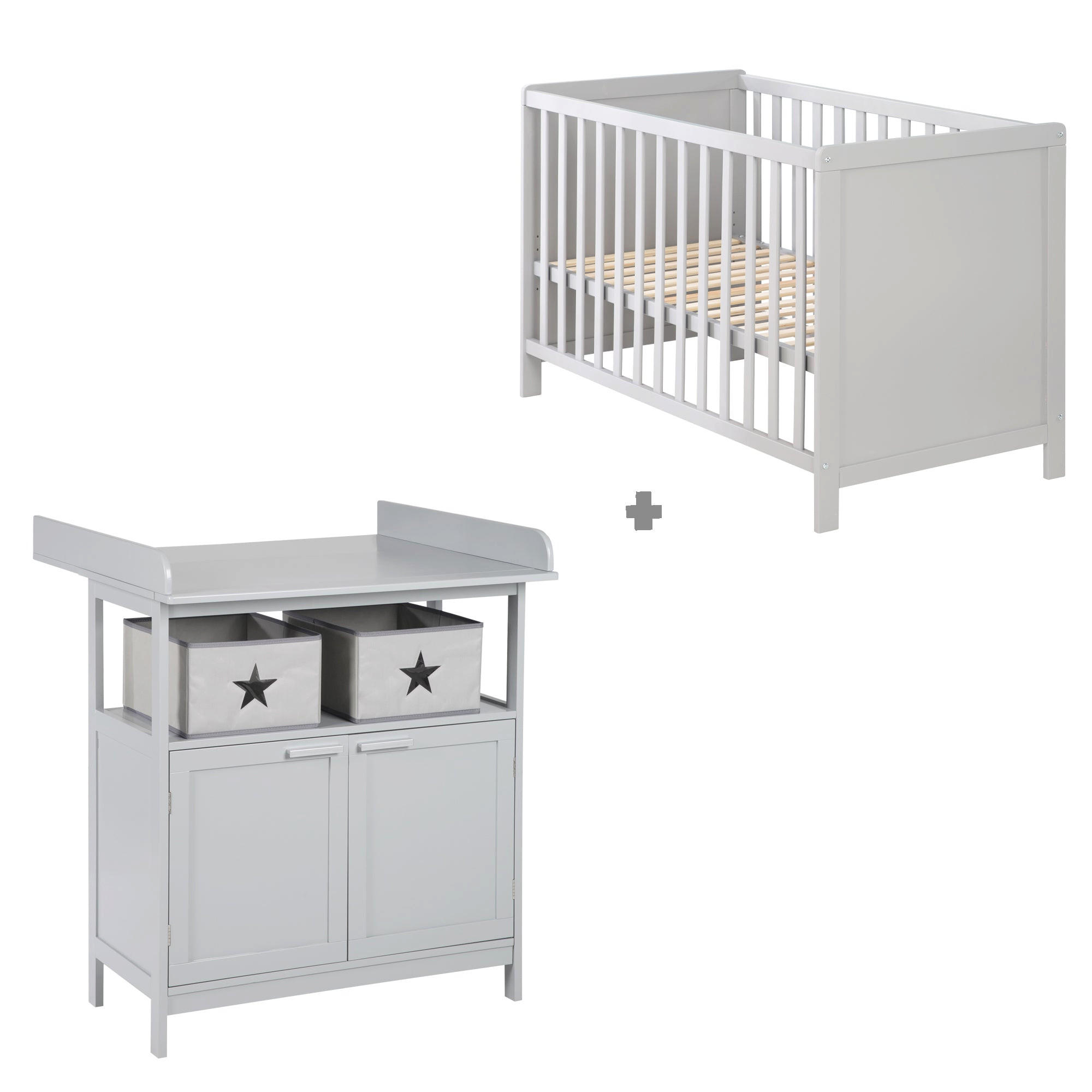 BABYZIMMER-SET Hamburg mit Türen, 2-teilig - Taupe, Holzwerkstoff (66/76/123cm) - Roba