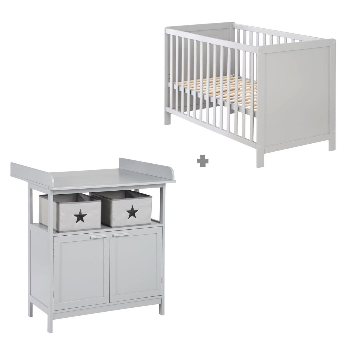 BABYZIMMER-SET Hamburg mit Türen, 2-teilig - Taupe, Holzwerkstoff (66/76/123cm) - Roba
