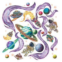 WANDAUFKLEBER 130x224cm - Planeten im Weltraum - Multicolor, Kunststoff (130/224/0.1cm) - Wallfluent