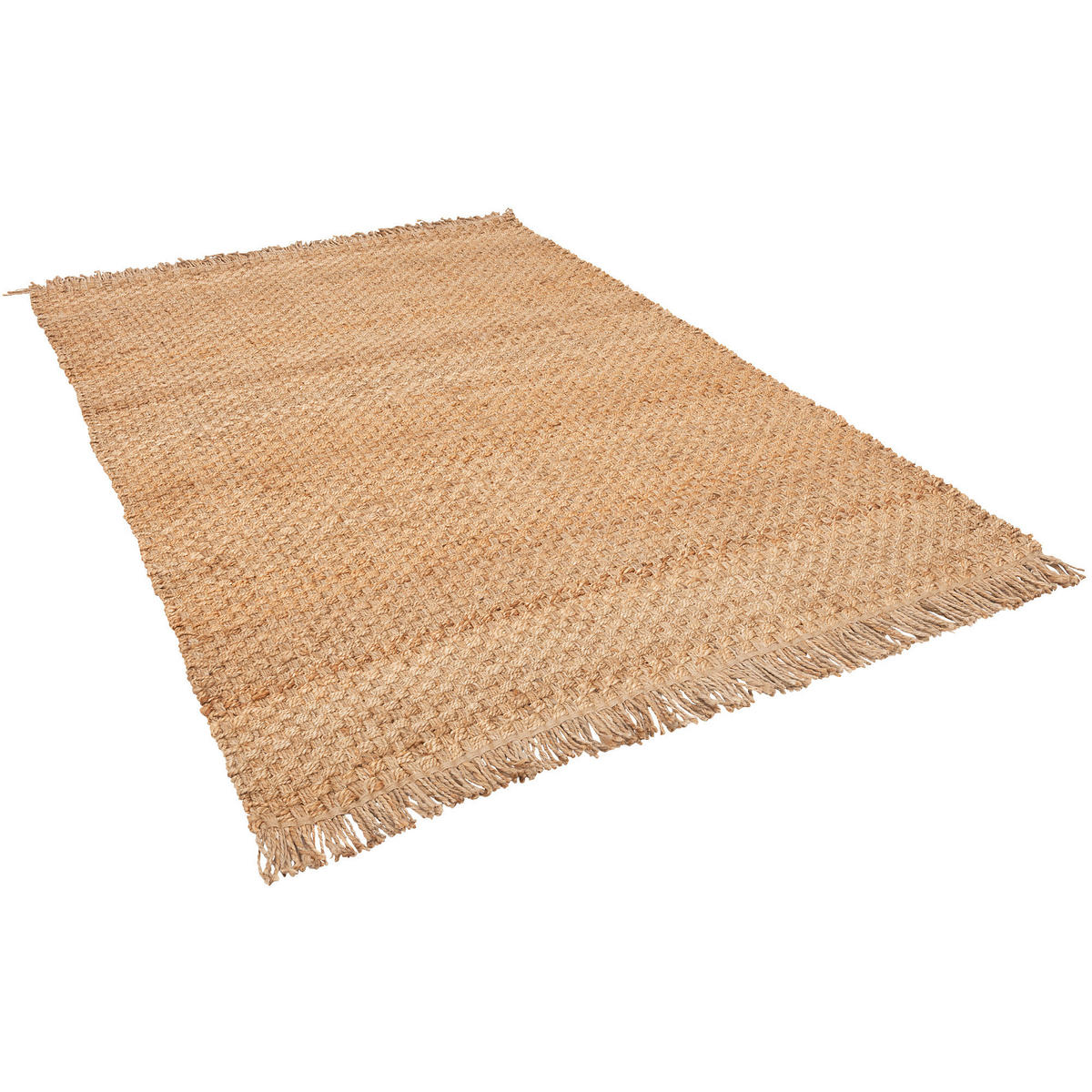 NATURFASER TEPPICH JUTE SALSA MIT FRANSEN - Beige, Textil (120/170cm) - Pergamon