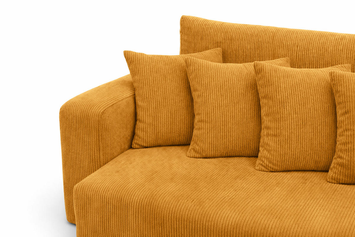 SCHLAFSOFA, Cordstoff Poso, Senffarbe, PIANO DOUBLE - Gelb, Holz (246/83/145cm) - Kaiser Möbel