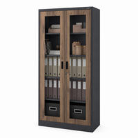 VITRINENSCHRANK Amelia 185x90x40 cm - Anthrazit/Nussbaumfarben, Metall (90/185/40cm) - Jan Nowak