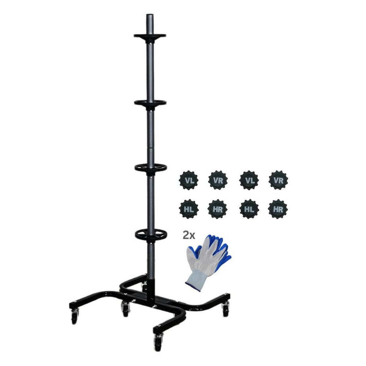 PROREGAL Fahrbarer Felgenbaum CARRERO XL für 4 Autoreifen bis 295 mm 118x85x58cm - Schwarz, Metall (85/118/58cm) - PROREGAL