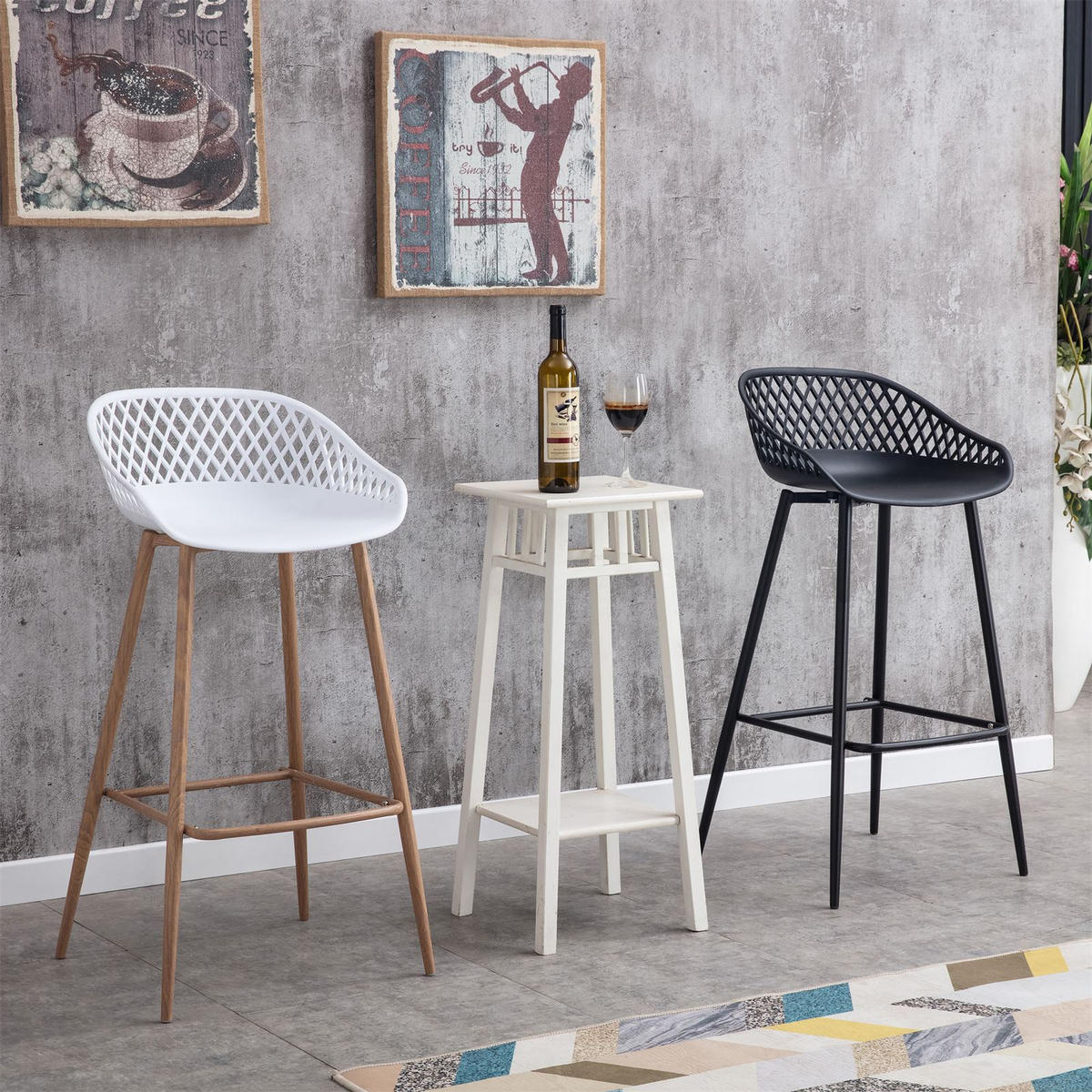 BARHOCKER IREK 2er-Set weiß - Weiß, Textil (47/99/49cm) - IDIMEX