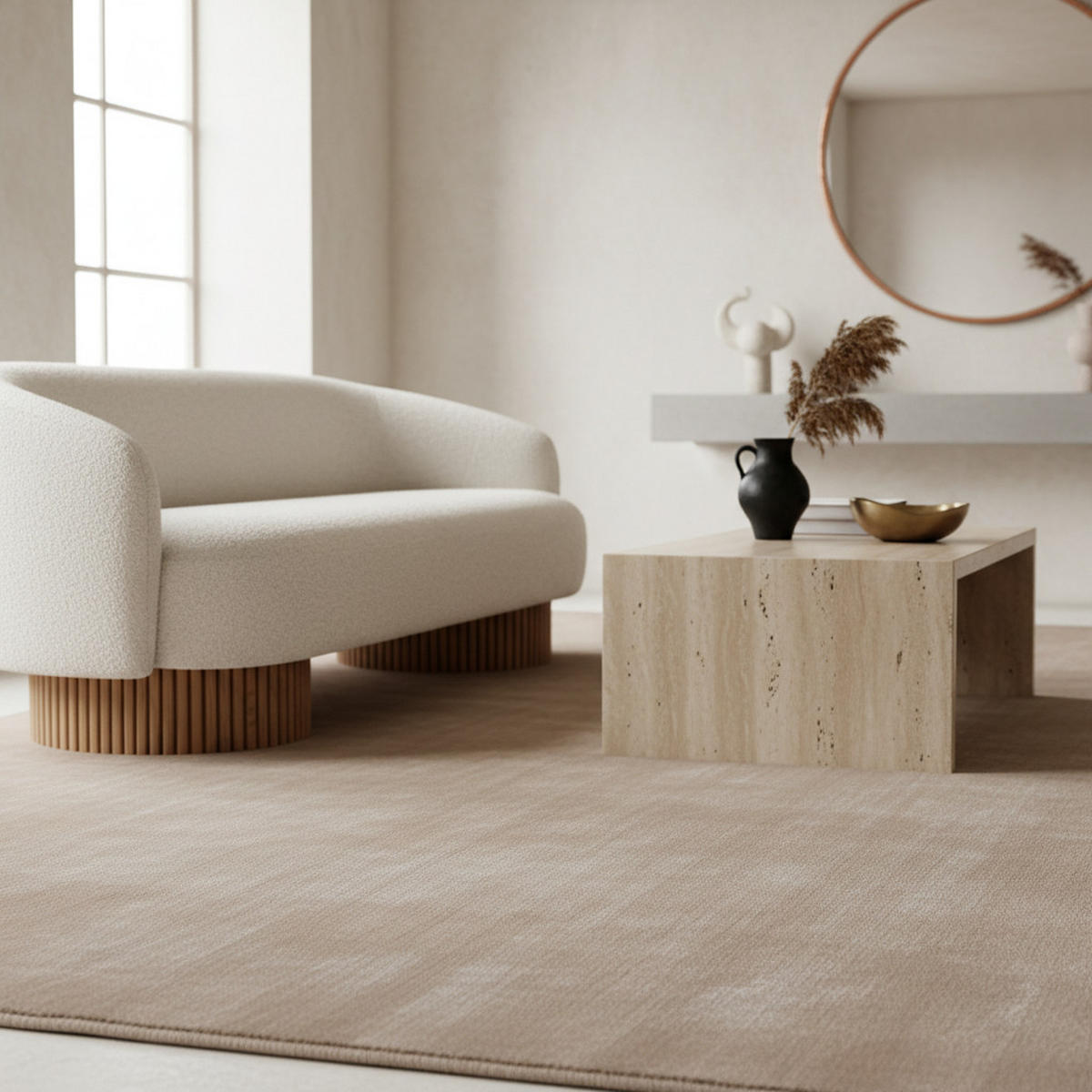 TEPPICH Kurzflor Uni-Farbe Microfaser Antirutsch Wohnzimmer waschbar Beige Rechteckig 240x340 - Beige, Textil (240/340cm) - KADIMA DESIGN